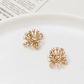 Base de flor de copo de nieve dorada con circonitas blancas para joyería DIY y horquillas - Estilo 08 (LF2814)