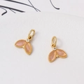 Macro shot of gold-plated leaf pendants with pink cat-eye stones and zircon for DIY jewelry - 10*10mm / White Fish Tail Style (LF2836)