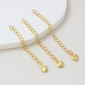 Trois chaînes d'extension en forme d'O plaquées or 18k avec pendentifs en cœur DIY - Pendentif Cœur 3D (58mm)