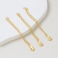 Trois chaînes d'extension plaquées or 18k avec breloques cœur creux pour la création de bijoux - Pendentif Cœur Creux (58mm)
