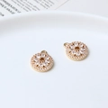 Pair of gold floral pendants with teardrop zircons for DIY jewelry making - Round Sunflower Floral Style (02#11*14mm) / 2 Units Pack