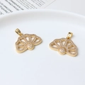 Verfijnde vergulde waaiervormige bedeltjes met witte micro-pave zirkonia stenen - Exquise Filigraan Waaierstijl (05#22*17mm)
