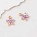 Macro detail of purple flower pendants with gold settings for DIY jewelry making - 8*10mm / Light Purple