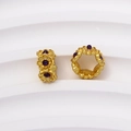 Detalle de cuenta espaciadora de flor dorada con gema púrpura para joyería artesanal - Estilo Floral de Strass (04#)