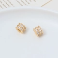 Cuenta de cubo dorada con micro-pavé de circonitas para creación de joyas - 05# Estilo Cúbico
