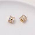 Cuentas espaciadoras de tubo doradas con doble fila de circonitas transparentes incrustadas - 08# Estilo de Cilindro de Doble Fila de Strass