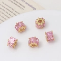 Colgante de circón rosa con base dorada para hacer joyas personalizadas - 11# Estilo de Cubo de Corazón Rosa
