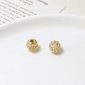Golden beads with micro-pave cubic zirconia and large holes for DIY jewelry making - Full Zircon Large Hole Round Bead (01#) / 8mm