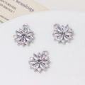 Dreiteiliges Set Silberne Blumenanhänger mit Zirkonia für DIY-Schmuckherstellung - Stil 06 (13*15mm)
