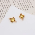 Golden four-leaf clover connector pendant with yellow crystal for DIY jewelry making - Unit Price / Light Yellow