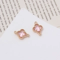 Pink glass crystal clover charm with gold plated trim and dual connecting loops - Unit Price / Light Pink