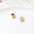 Gold-plated rectangular geometric hollow beads with cubic zirconia for DIY jewelry - Hollow Hexahedron (09#) / 7mm