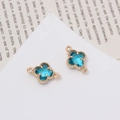 Hemelsblauwe kristallen klaververbinder met gouden kralenrand voor DIY-sieraden - Eenheidsprijs / Meerblauw