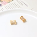 Golden plated barrel beads with pavé zircon stones for DIY jewelry bracelet making - Drum Shaped Pave Bead (11#) / 8*10mm