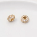 Gold plated spherical pave zircon bead with central hole for DIY bracelet and necklace - Pave Round Bead (15#) / 5*10mm