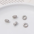 Silver-plated rondelle spacer beads with cubic zirconia for DIY jewelry making - Silver Petal Shaped Spacer (18#) / 8*3mm Through Hole Bead