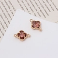 Roze klavertje vier kristallen connector met goud metalen frame voor DIY-sieraden - Eenheidsprijs / Lotusroze