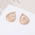Detail of gold teardrop pendants with micro-set zircon and vintage floral hollow design - Water Drop Floral Inlay Style (01#21*28mm)