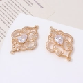Close-up of golden baroque filigree pendants with micro-set zircon for jewelry making - Baroque Palace Style Hollow Style (02#29*41mm)