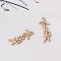 Golden micro-paved zircon letter pendant for DIY jewelry making accessories - 9*23mm