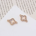Klaververbinding in melkwit met gouden kralenrand voor het maken van DIY-sieraden - Eenheidsprijs / Haze Wit