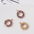 Lot de trois pendentifs couronnes dorées avec zircon violet pour la création de bijoux - 10mm / Violet