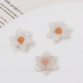 DIY handmade frangipani flower pendants in white and orange for elegant hair accessories - 18*21mm / Milky White with Orange Center Style