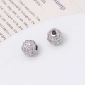 Macro detail of micro-pavé cubic zirconia silver charms for DIY jewelry making - Pave Round Ball Style (04#) / 8mm