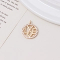 Gold-plated LOVE charm pendant with crystal pavé halo and circular cutout design - LOVE Round Style (07#14*17mm)