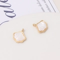 Macro detail of natural shell flower pendants with gold-plated frames for DIY jewelry - Scalloped Shell Style (07#14*15mm)