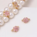 Macro shot of gold-plated flower and bow spacers with pink zircon for DIY jewelry - Pink Flower Shape (01#Pink-Flower)