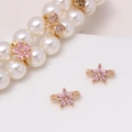 Macro shot of gold-plated flower and butterfly zircon spacer beads on a pearl necklace - Pink Blossom Style (03#Pink-Blossom)