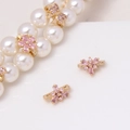 Macro detail of pink zircon flower and butterfly charms for DIY pearl jewelry making - Pink Triangle Flower (05#Pink-Triangle Flower)