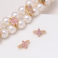 Detailed view of gold plated flower and butterfly zircon spacers for pearl jewelry - Pink Marquise Shape (07#Pink-Marquise)