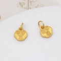 Close-up of gold Ruyi lock charms with Lucky Star Chinese characters for jewelry DIY - Lucky Star Lock Style (01# 9x9mm)