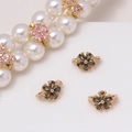Macro view of olive green flower zircon spacer beads for DIY pearl jewelry making - Olive Green Flower Shape (19#Olive Green-Flower)