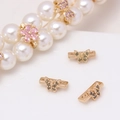 Detailed view of gold-plated flower and butterfly spacers with colorful cubic zirconia - Olive Green Small Butterfly (27#Olive Green-Small Butterfly)