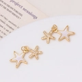 Detail of golden double star pendant featuring inlaid shell and sparkling zircon stones - 09# Starfish Pendant - Large Starfish 14*16mm