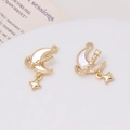 Macro detail of gold plated moon and star pendant with white shell inlay and zircons - 11# Moon Pendant (14*23mm)