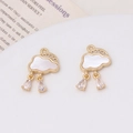 Macro shot of gold cloud pendants with shell inlay and dangling teardrop zircons - 12# Cloud Pendant (14*21mm)