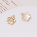 Detail of gold flower pendants with mother of pearl and zircons for DIY jewelry - 15# Cross Flower Pendant (14*16mm)