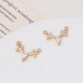 Macro detail of gold plated reindeer antler pendant with micro-paved cubic zirconia - Antler Teardrop Style (04#)