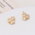 Close-up of gold clover charms with sparkling cubic zirconia for DIY jewelry making - Clover Style (05#)