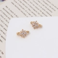 Separadores dorados en forma de flor con circonitas para pulseras de perlas dobles - 03#Sol (LF2867)