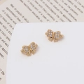 Elegantes pendientes de lazo dorados con microcirconitas en tarjeta de exhibición - 06#Lazo (LF2867)