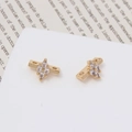 Conector de cruz dorada con circonita para pulsera de perlas de doble fila - 07#Marquise (LF2867)