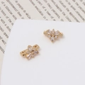 Cuentas espaciadoras doradas de doble fila con circonitas para pulseras de perlas DIY - 09#Flor Triangular (LF2867)