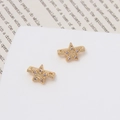 Abalorio de estrella dorada con circonitas y cara sonriente para pulseras de perlas - 10#Pentagrama (LF2867)
