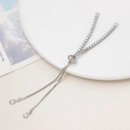 Catena regolabile in argento con micro zirconi e ciondoli a goccia per gioielli DIY - Colore Platino Intarsiato in Zirconia (115mm)