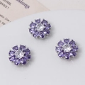 Silver flower spacer beads with purple teardrop crystals and clear zircon center - Silver Tone Purple